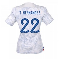 Koszulka piłkarska Francja Theo Hernandez #22 Strój wyjazdowy dla kobiety MŚ 2022 tanio Krótki Rękaw